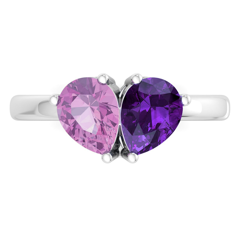Martha Stewart 2ctw. Pink Sapphire & Amethyst Two Stone Ring In Sterling Silver image number null
